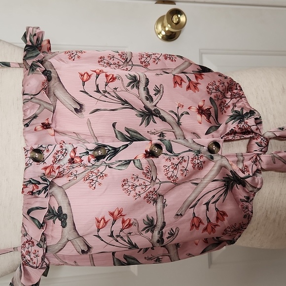 JOHANNA ORTIZ x H&M Mauve Floral Tie Hem Satin Blouse Size M - Picture 3 of 15